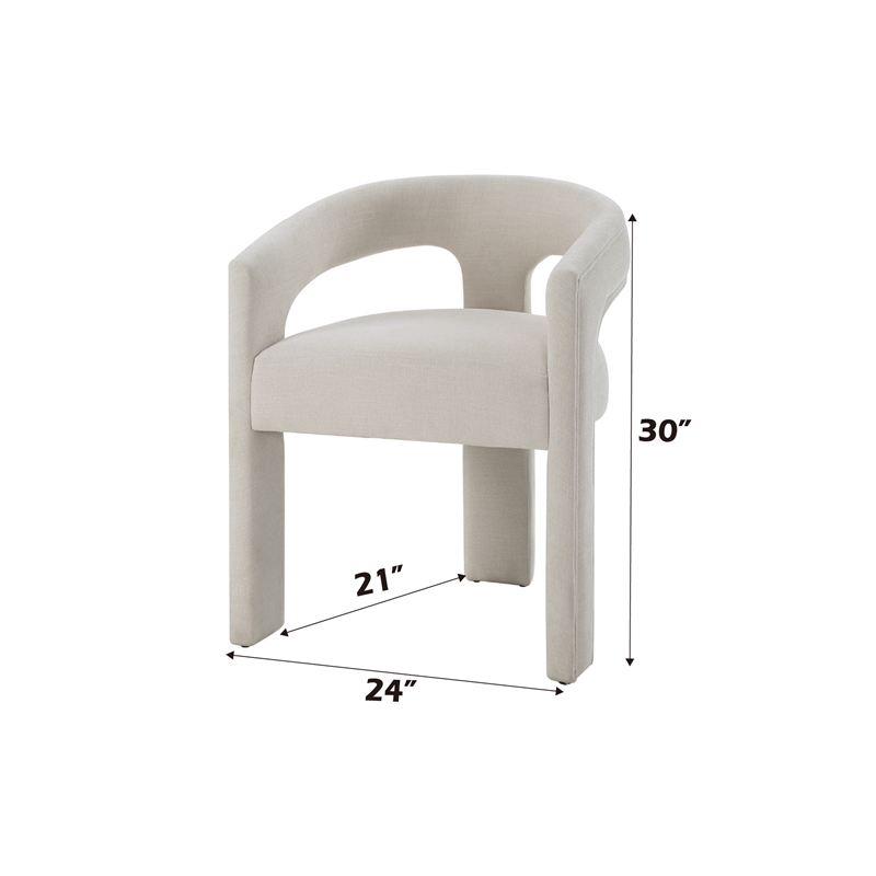 ACME Gamarya Chenille Fabric Side Chair with Curved Back in White (Set of 2)