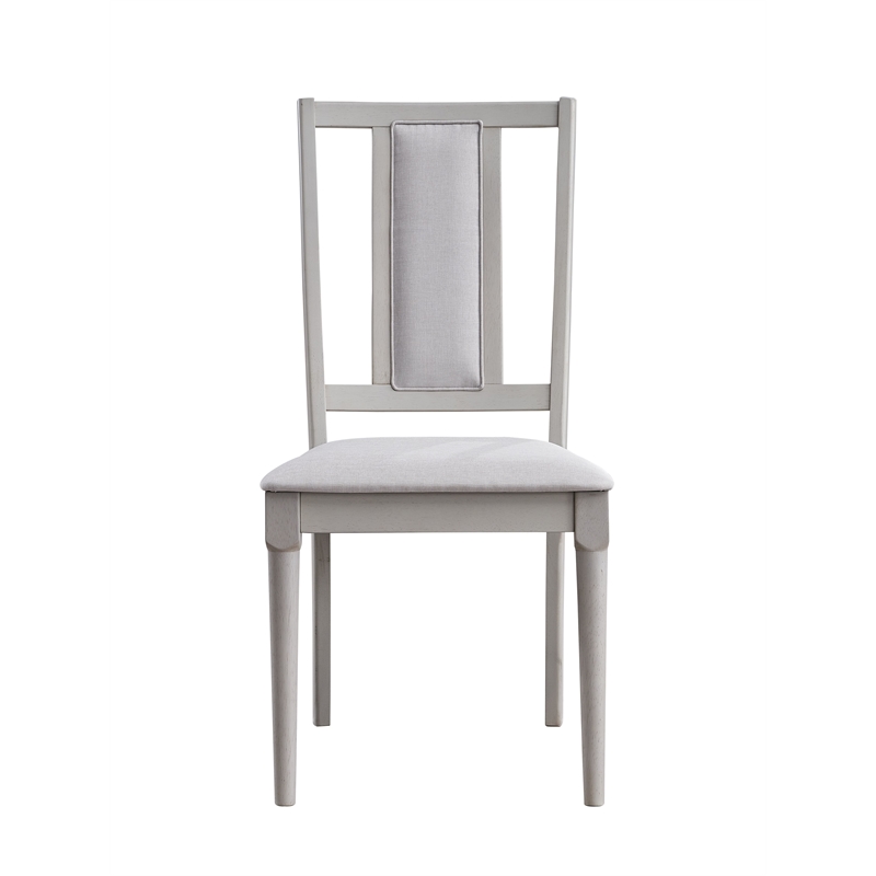 ACME Marta Wood/Fabric Side Chair in Beige & Natural (Set of 2)