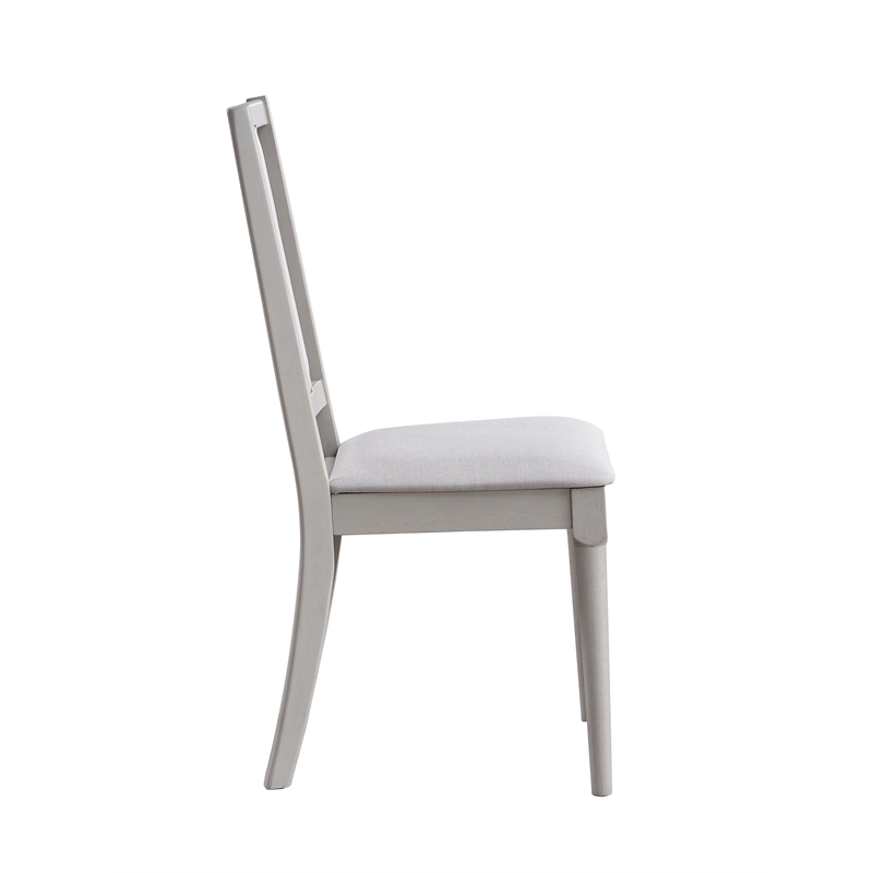 ACME Marta Wood/Fabric Side Chair in Beige & Natural (Set of 2)