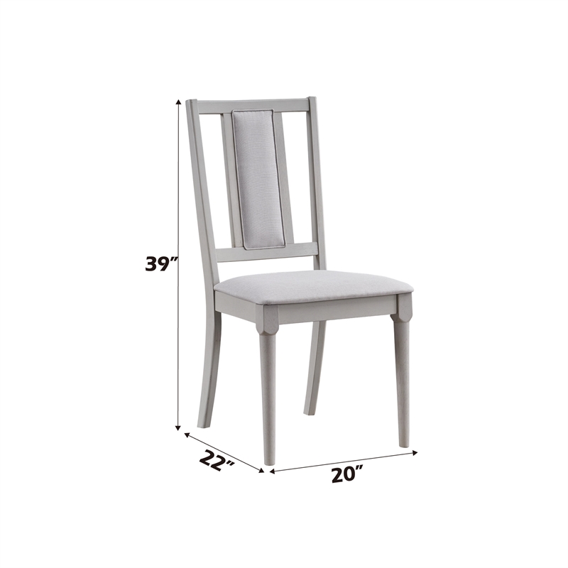ACME Marta Wood/Fabric Side Chair in Beige & Natural (Set of 2)
