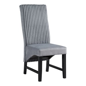 ACME Kini Fabric Upholstered Side Chair in Gray & Black (Set of 2)