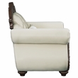 ACME Pierce Fabric Upholstered Armrest Chair with Pillow in Beige & Cherry
