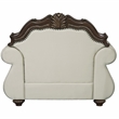 ACME Pierce Fabric Upholstered Armrest Chair with Pillow in Beige & Cherry