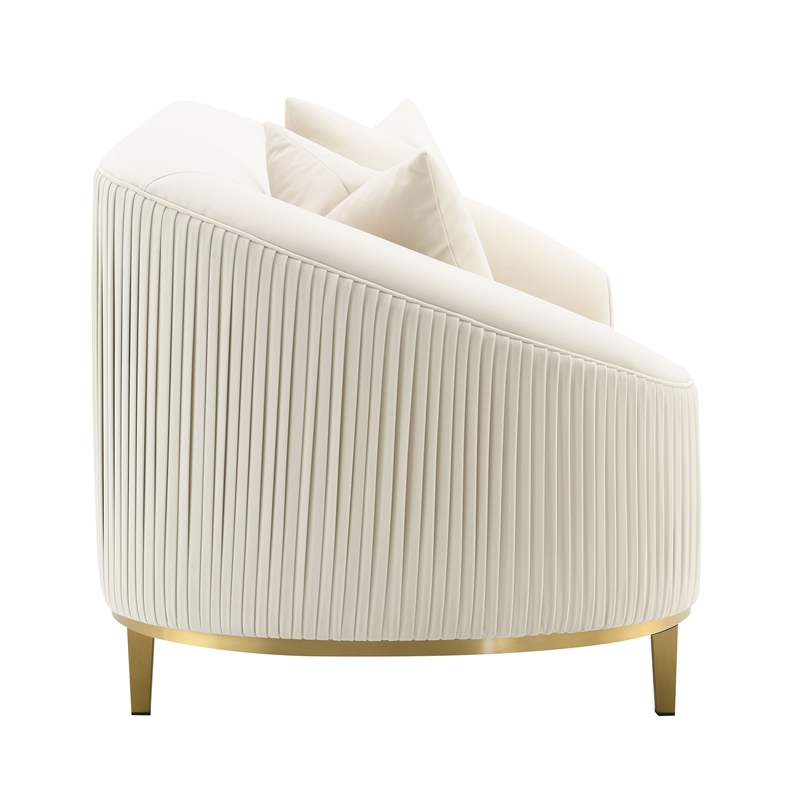 ACME Martina Velvet Fabric Upholstered Loveseat with 2 Pillows in Ivory