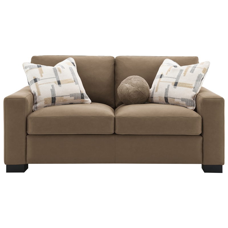 ACME Darya Transitional Fabric Upholstered Loveseat with 3 Pillows in Brown