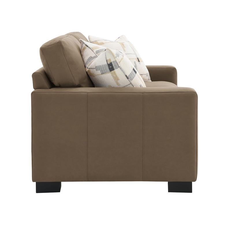 ACME Darya Transitional Fabric Upholstered Loveseat with 3 Pillows in Brown
