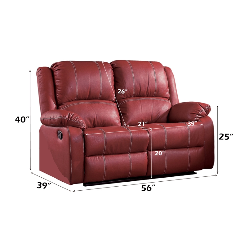 ACME Zuriel Motion Loveseat in Red Synthetic Leather