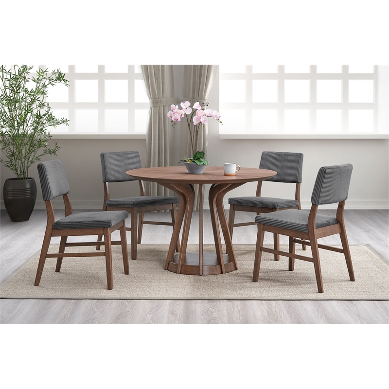 ACME Seda Wood Round Dining Table with Fixed Top in Walnut Finish