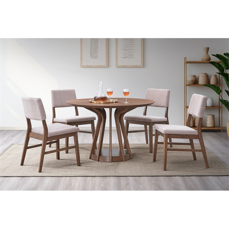 ACME Seda Wood Round Dining Table with Fixed Top in Walnut Finish