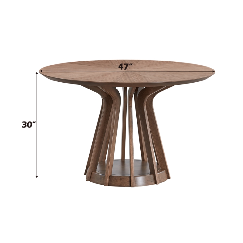 ACME Seda Wood Round Dining Table with Fixed Top in Walnut Finish