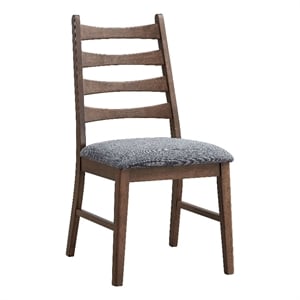 ACME Mayah Wood and Fabric Upholstered Side Chair in Dark Gray/Walnut (Set of 2)