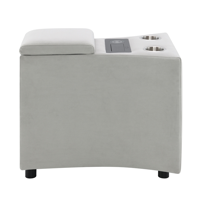 ACME Emee Console w/USB Port in Gray Corduroy