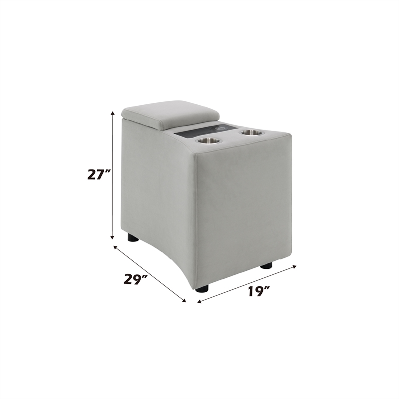 ACME Emee Console w/USB Port in Gray Corduroy