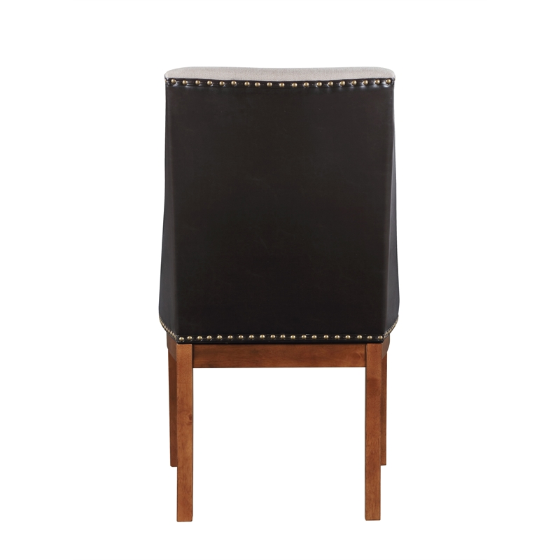 ACME Gilsea Side Chair (Set-2) in Fabric & Brown Synthetic Leather & Brown