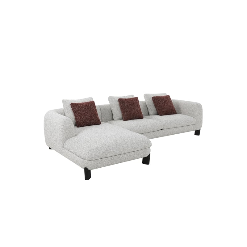 ACME Mardi Sectional Sofa w/3 Pillows in Maroon & Beige Tweed