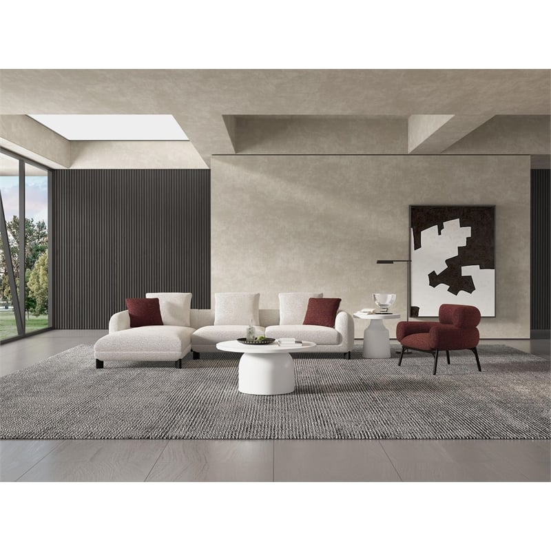 ACME Mardi Sectional Sofa w/3 Pillows in Maroon & Beige Tweed