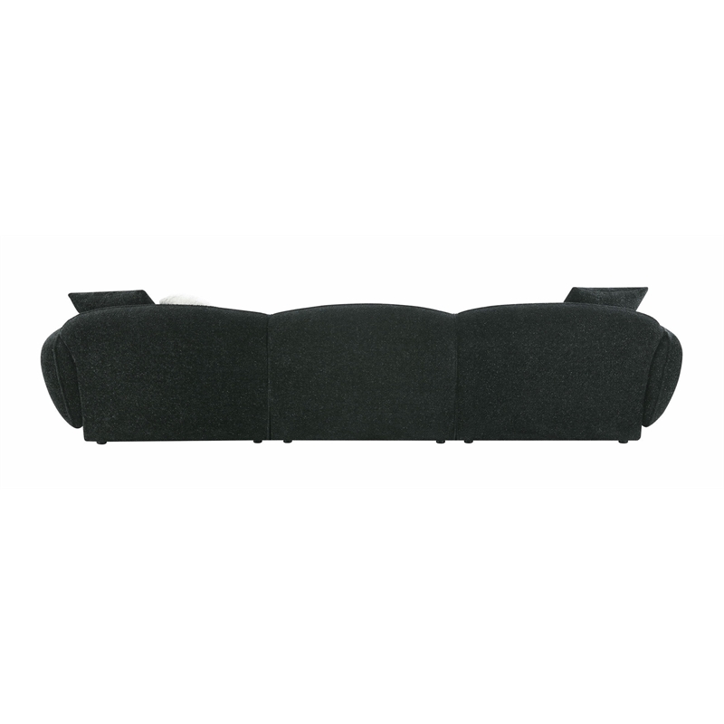 ACME Lucifer Sectional Sofa w/3 Pillows in Black & White Shimmer Chenille