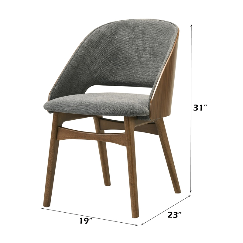 ACME Delmon Side Chair (Set-2) in Fabric & Dark Walnut