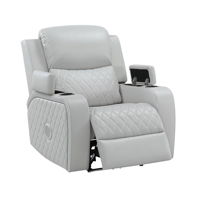 ACME Elonzo Power Motion in Light Gray Synthetic Leather