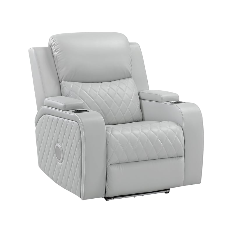 ACME Elonzo Power Motion in Light Gray Synthetic Leather