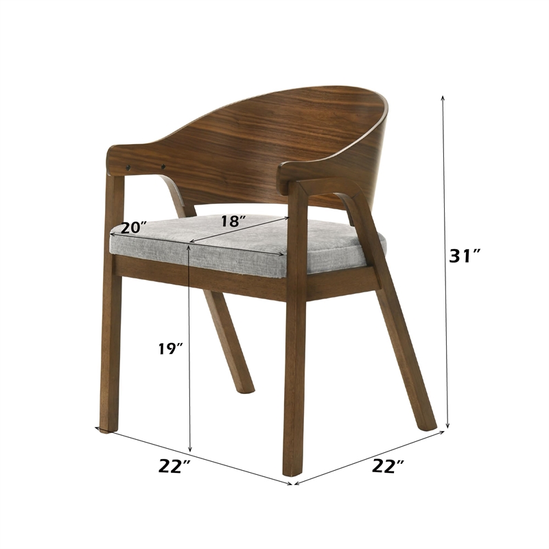 ACME Hoyte Arm Chair (Set-2) in Walnut