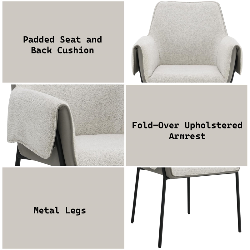 ACME Jirina Arm Chair (Set-2) in Beige Chenille