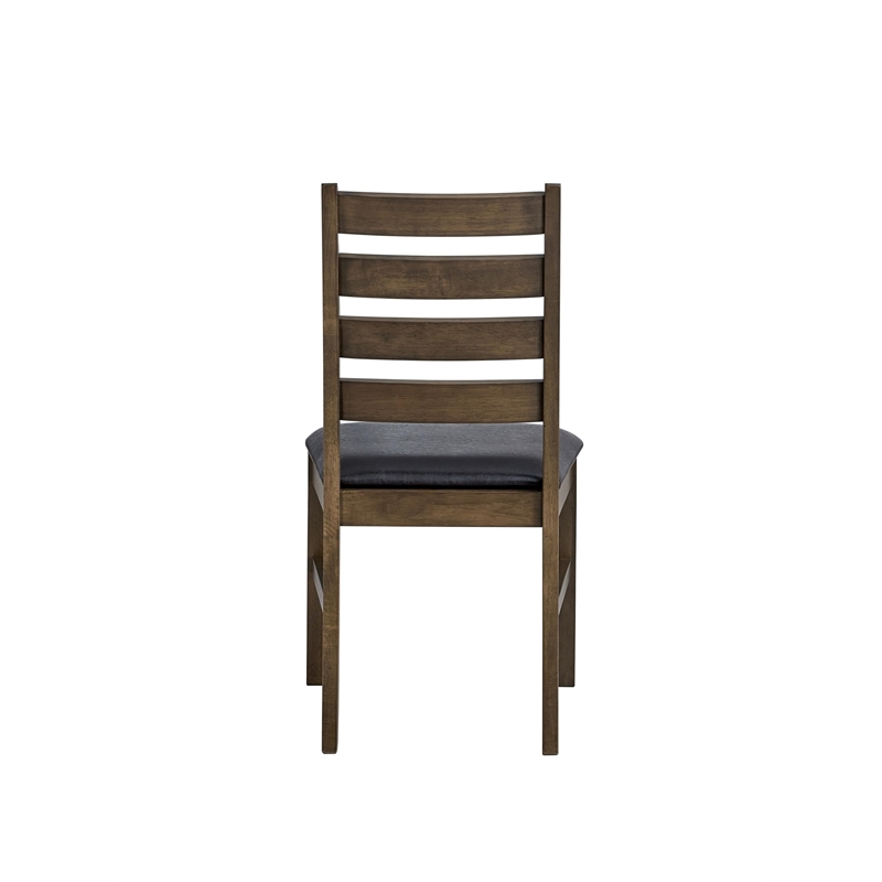 ACME Damica Side Chair (Set-2) in Brown Synthetic Leather & Walnut