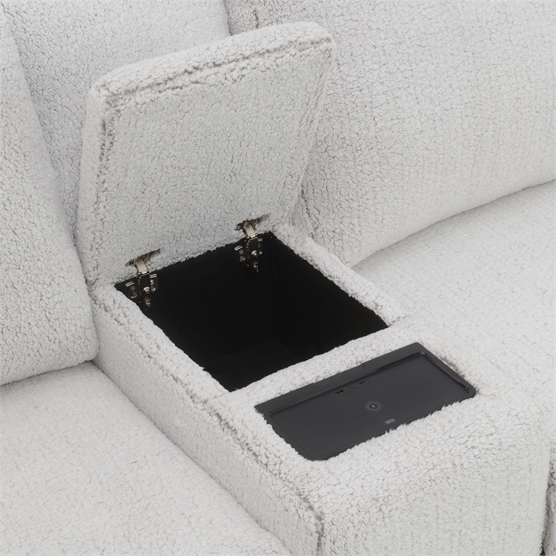 ACME Tarrance Modular Console w/Wireless Charging & USB in GraySherpa & Velvet