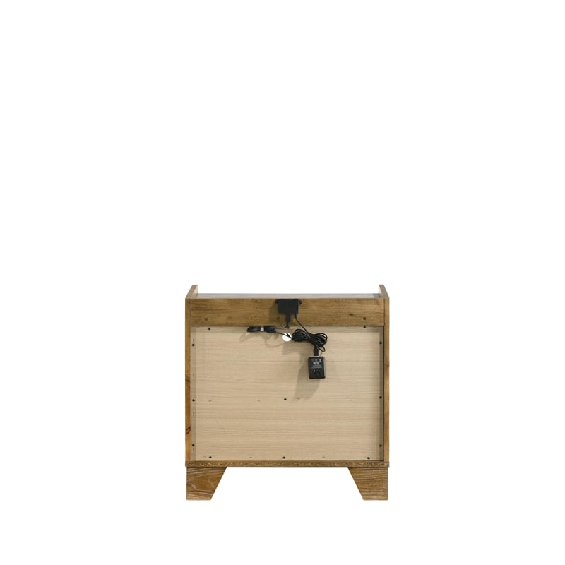 ACME Garcia Nightstand w/LED in Light Aspen Brown