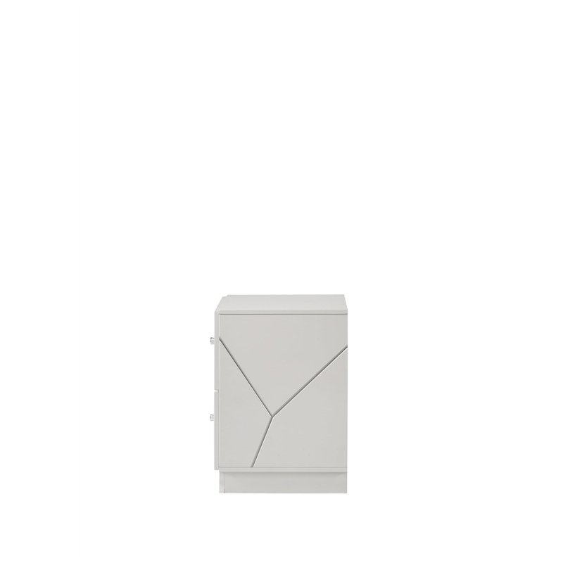 ACME Esther Nightstand in White & Silver High Gloss