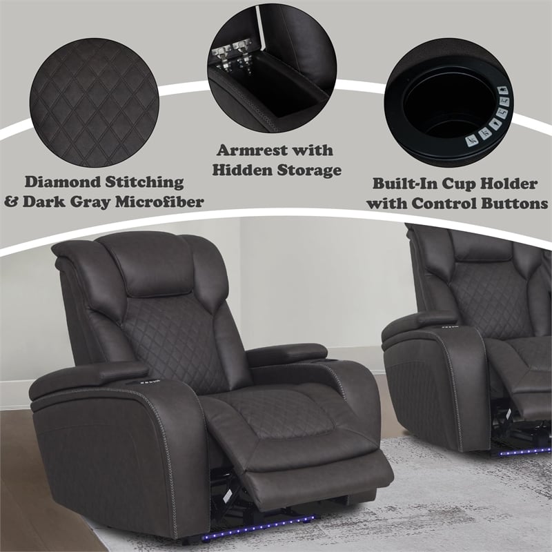 ACME Wendell Power Motion Recliner in Dark Gray