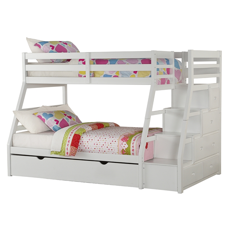ACME Jason (Storage) Bunk Bed (T/F) w/Trundle (Full) & Storage in White
