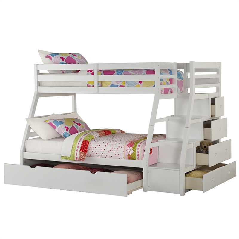 ACME Jason (Storage) Bunk Bed (T/F) w/Trundle (Full) & Storage in White