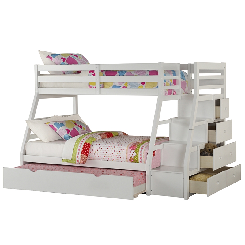 ACME Jason (Storage) Bunk Bed (T/F) w/Trundle (Full) & Storage in White