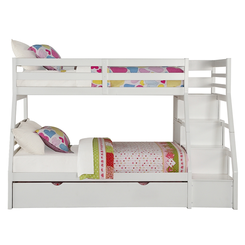 ACME Jason (Storage) Bunk Bed (T/F) w/Trundle (Full) & Storage in White