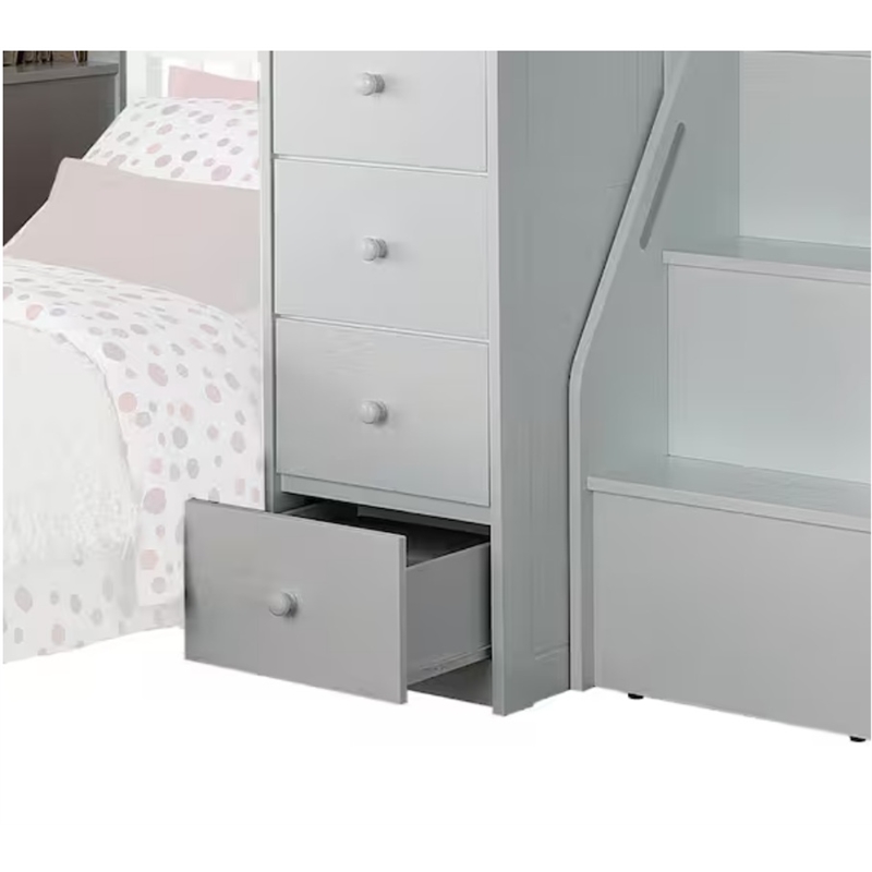 ACME Furniture Freya Wood Twin Loft Bed with Bookshelf Ladder in White