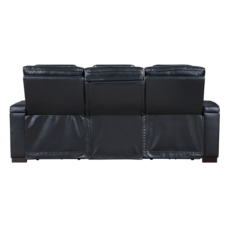 ACME Ephron Power Motion Sofa in Black Leather Air