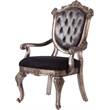 ACME Chantelle Arm Chair (Set-2) in Silver Gray Silk Fabric & Antique Platinum