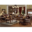 ACME Dresden Chair w/Pillow in Brown Synthetic Leather & Chenille in Cherry Oak