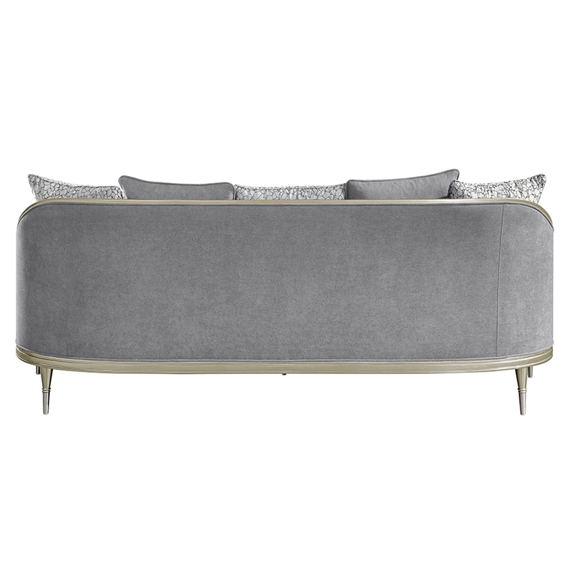 ACME Fernando Sofa w/5 Pillows in Gray Chenille & Champagne