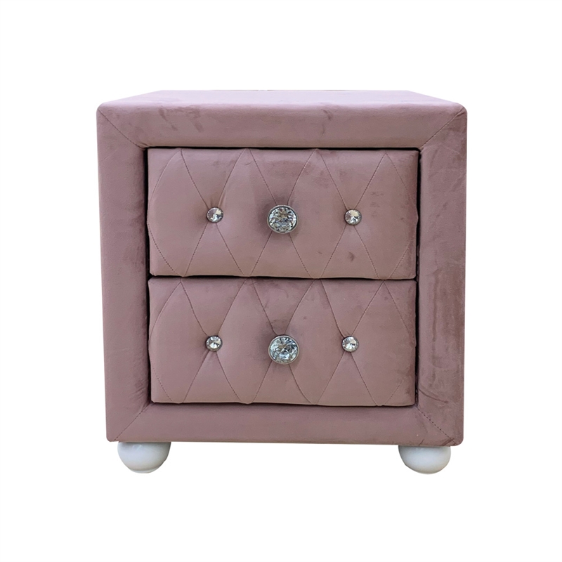ACME Reggie Nightstand in Pink Fabric