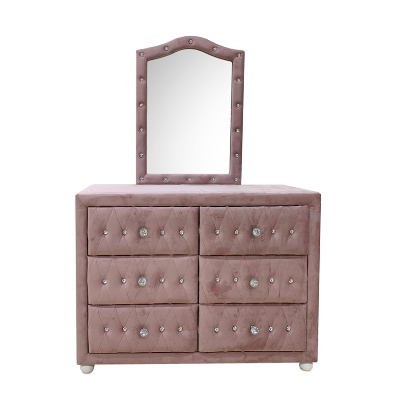 ACME Reggie Mirror in Pink Fabric