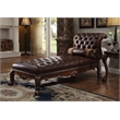 ACME Dresden Chaise w/Pillow in Synthetic Leather & Cherry Oak