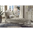 ACME Versailles Chaise w/Pillow in Vintage Gray Synthetic Leather & Bone White