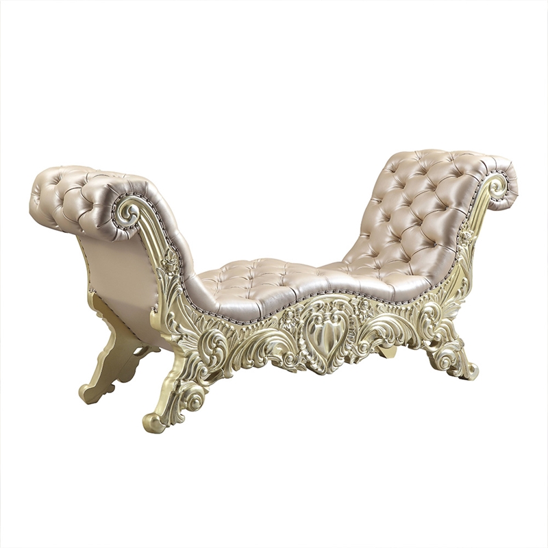 ACME Vatican Bench in Synthetic Leather in Light Gold & Champagne Silver