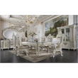 ACME Vanaheim Arm Chair (Set-2) in Beige Synthetic Leather & Antique White