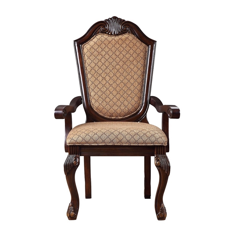 ACME Chateau De Ville Arm Chair (Set-2) in Fabric & Espresso