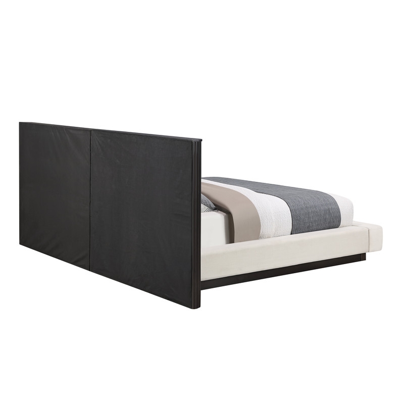 ACME Clayten Eastern King Bed in Beige Linen & Espresso