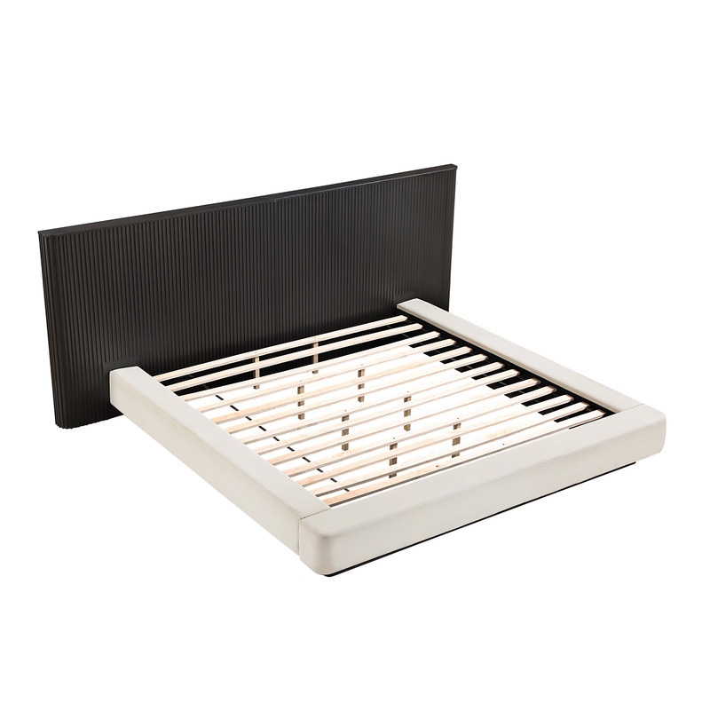 ACME Clayten Queen Bed in Beige Linen & Espresso