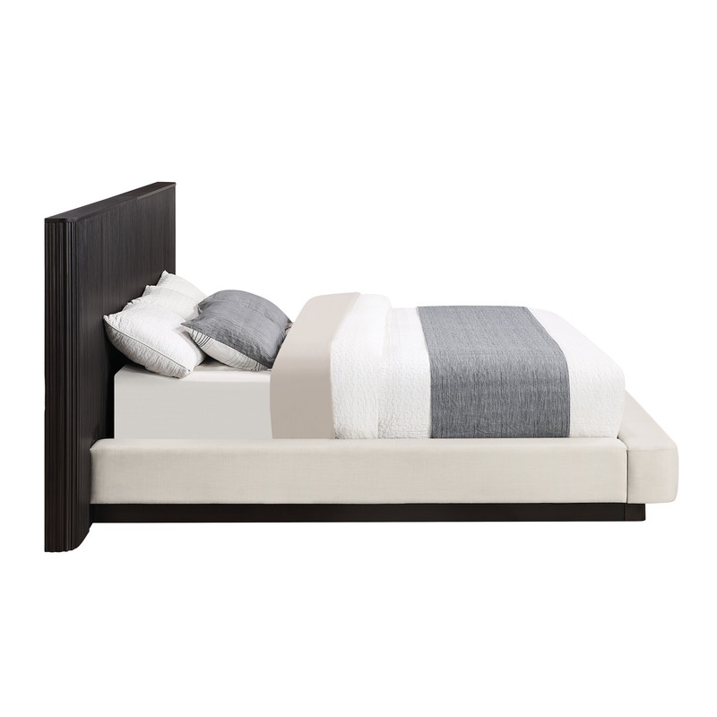 ACME Clayten Queen Bed in Beige Linen & Espresso